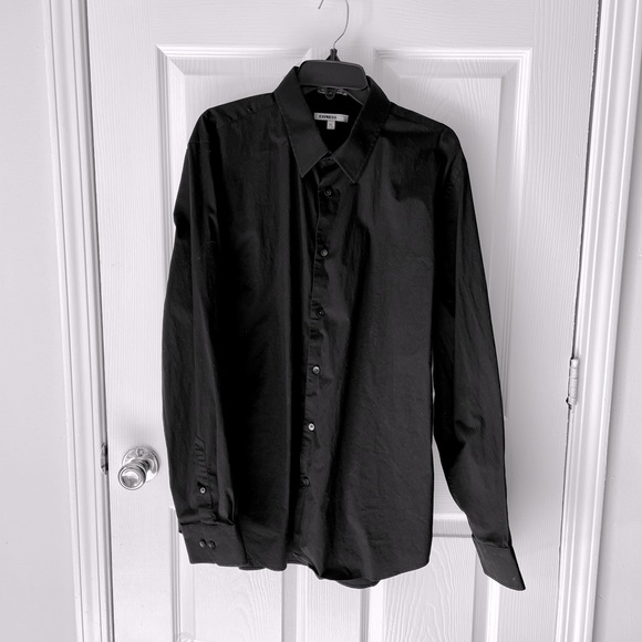 Express Shirts Express Button Up Formal Shirt Solid Black Mx